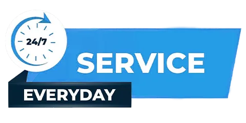 A clock shows our service time is 24 hours everyday.