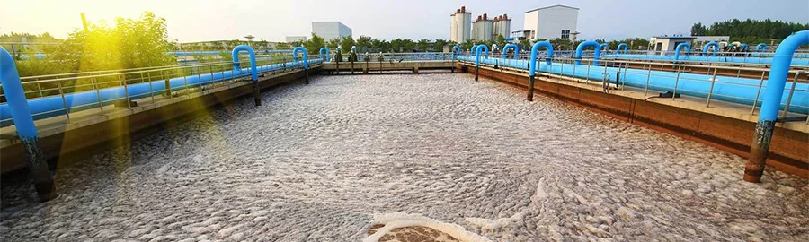 A pool of inorganic wastewater in water treatment plant.