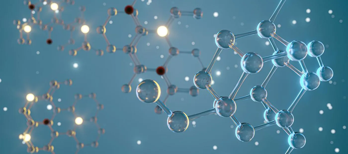 A molecular on blue background.