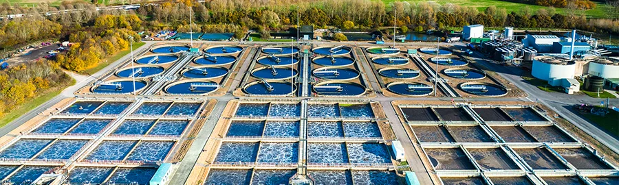A wastewater treatment plant overview.