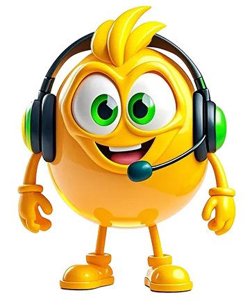 A mascot is wearing earphone.