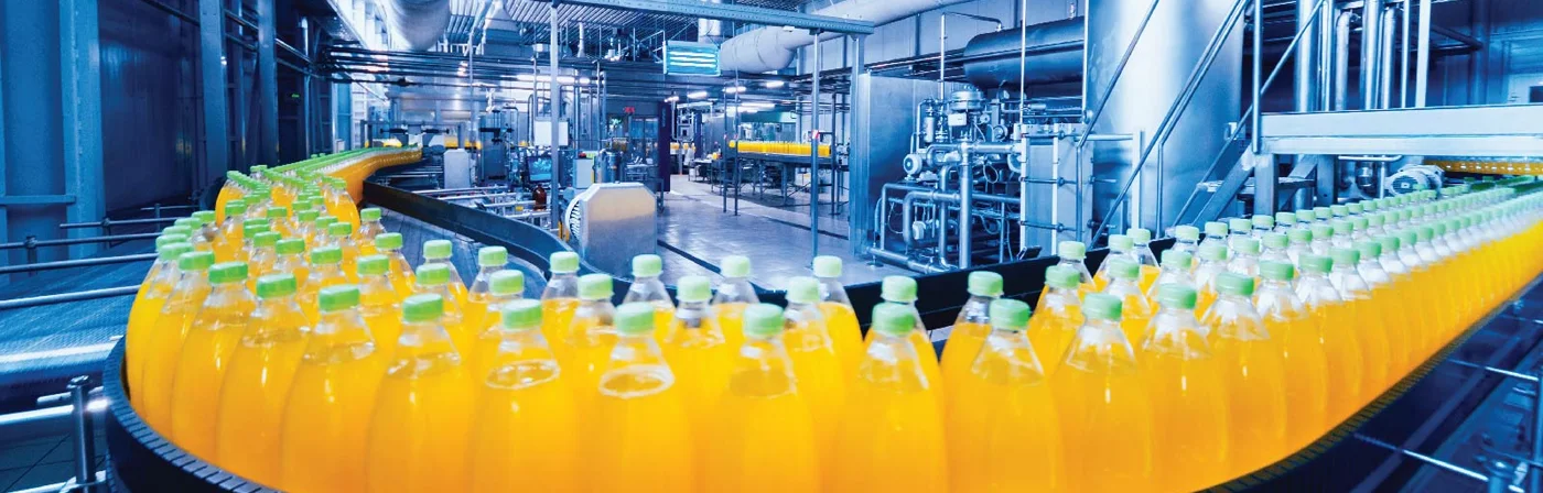 A beverage bottling line in the workshop.
